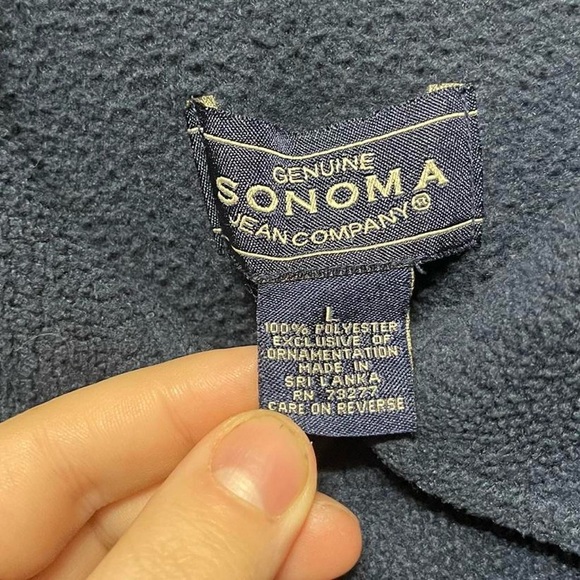 plain blank navy blue Arizona long sleeve button up fleece sweatshirt jacket - Picture 4 of 6